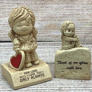 Vintage Paula‎ 1970 1976 Angel Figurine 2-Piece Set Made in USA Love Sentiment